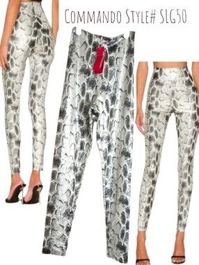 Commando Style# SLG50 Fog Python faux leather animal leggings Women's xs NWT